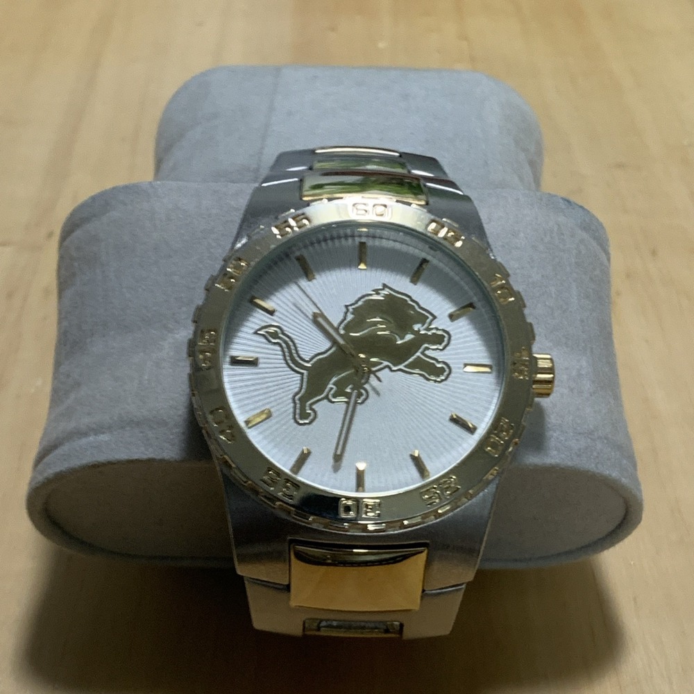 Detroit Lions NFL Men's Watch Executive Two-Tone Gold Stainless Steel Game Time
